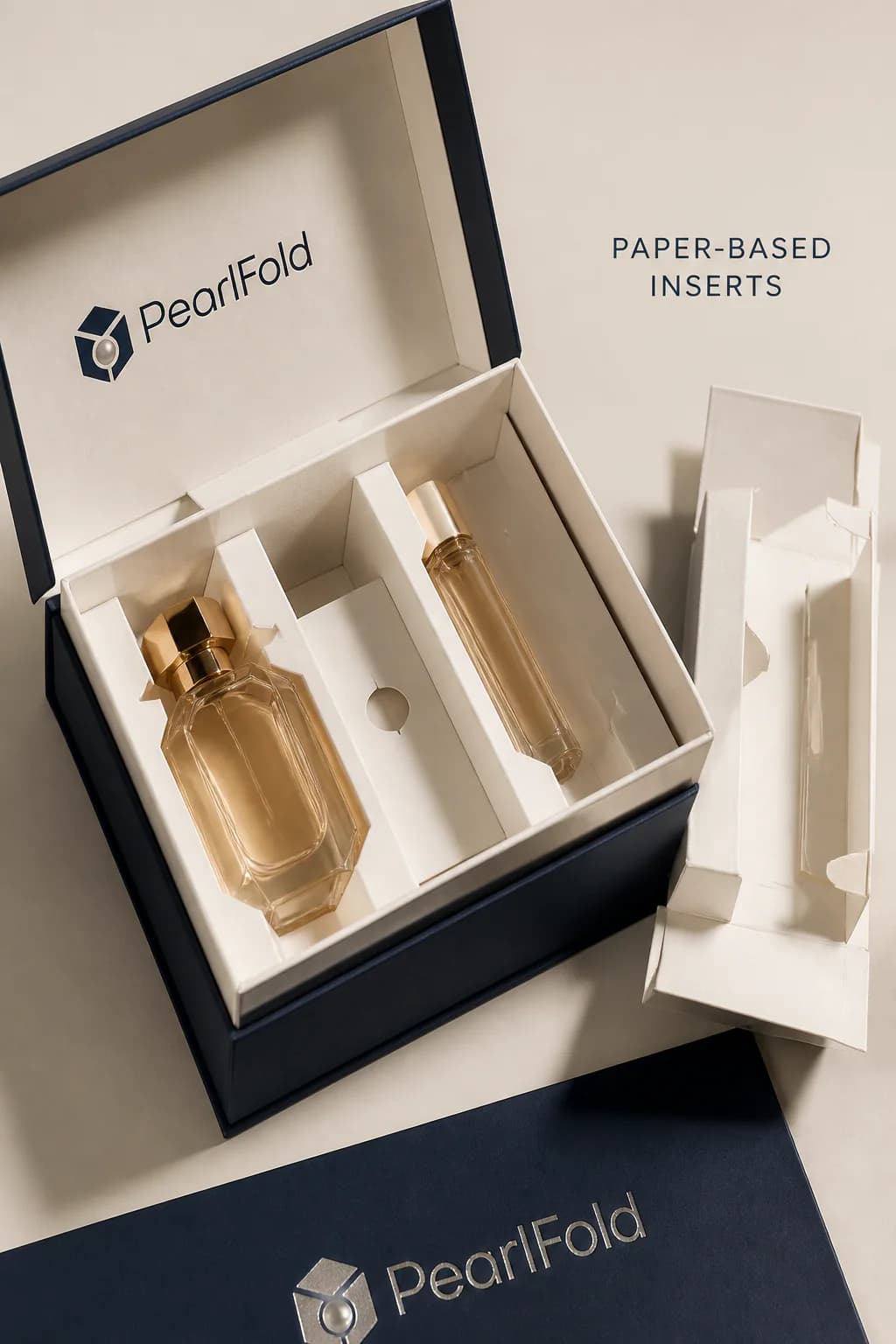Engineered paper-based inserts inside premium PearlFold packaging