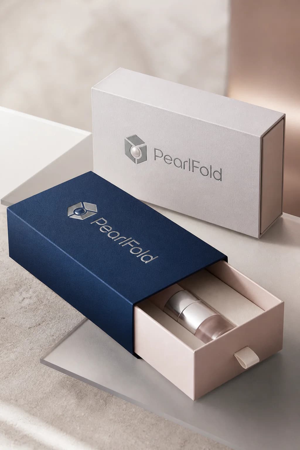 PearlFold sleeve box with sliding inner tray