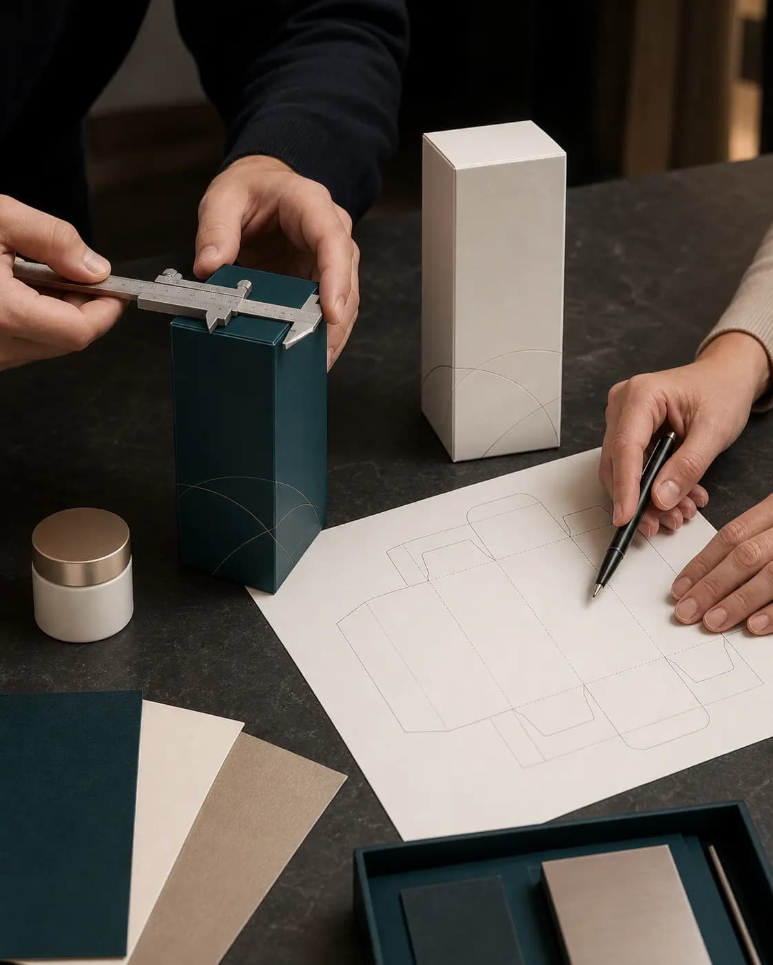 Packaging discovery consultation with product and structural samples
