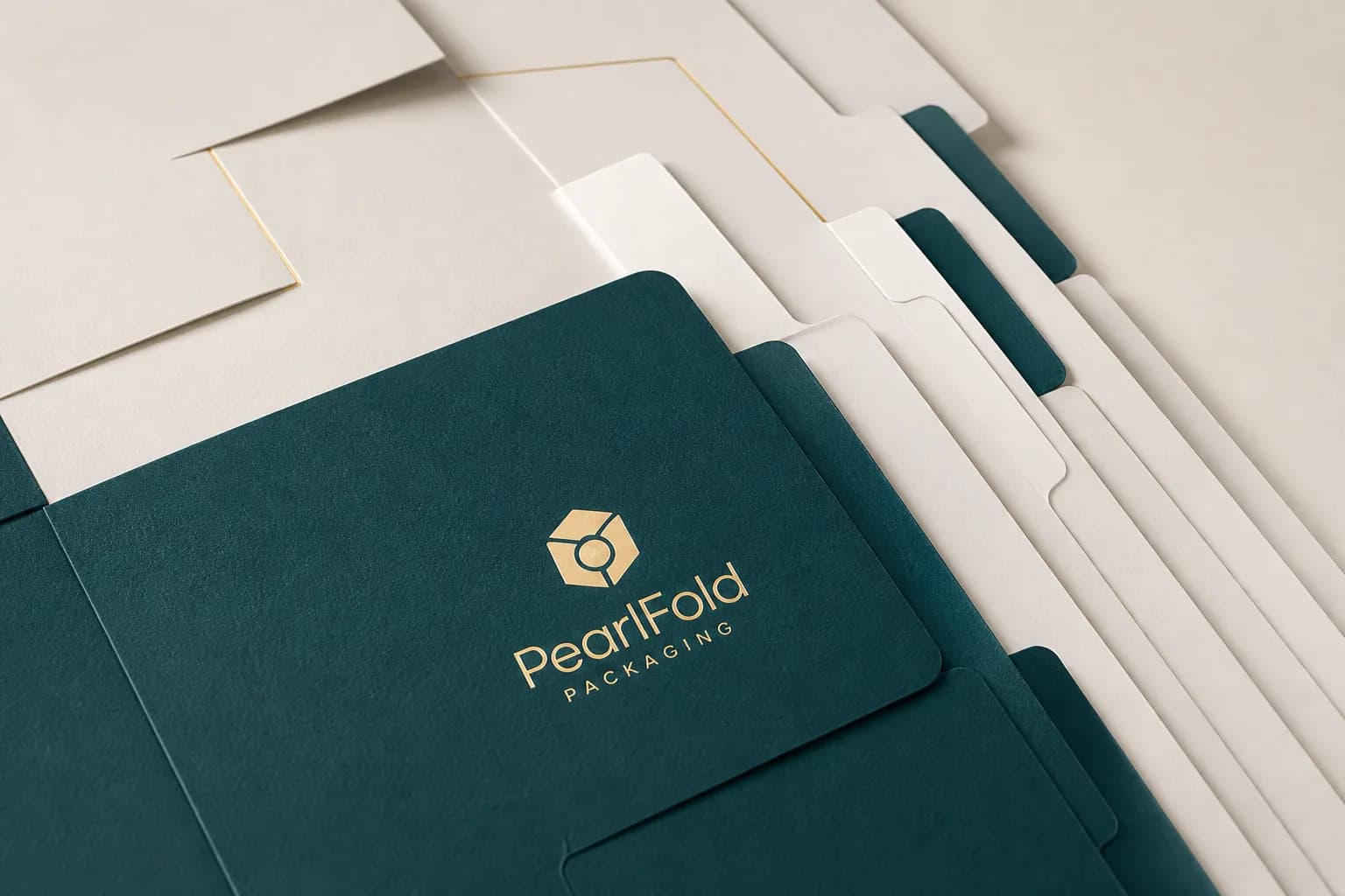 PearlFold page index represented by layered folders and precision-cut paper tabs