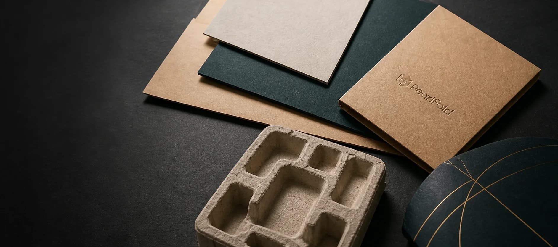Layered paperboard, kraft paper, rigid board, and a molded pulp insert