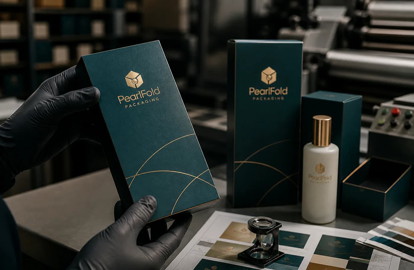 PearlFold packaging inspected during custom box production