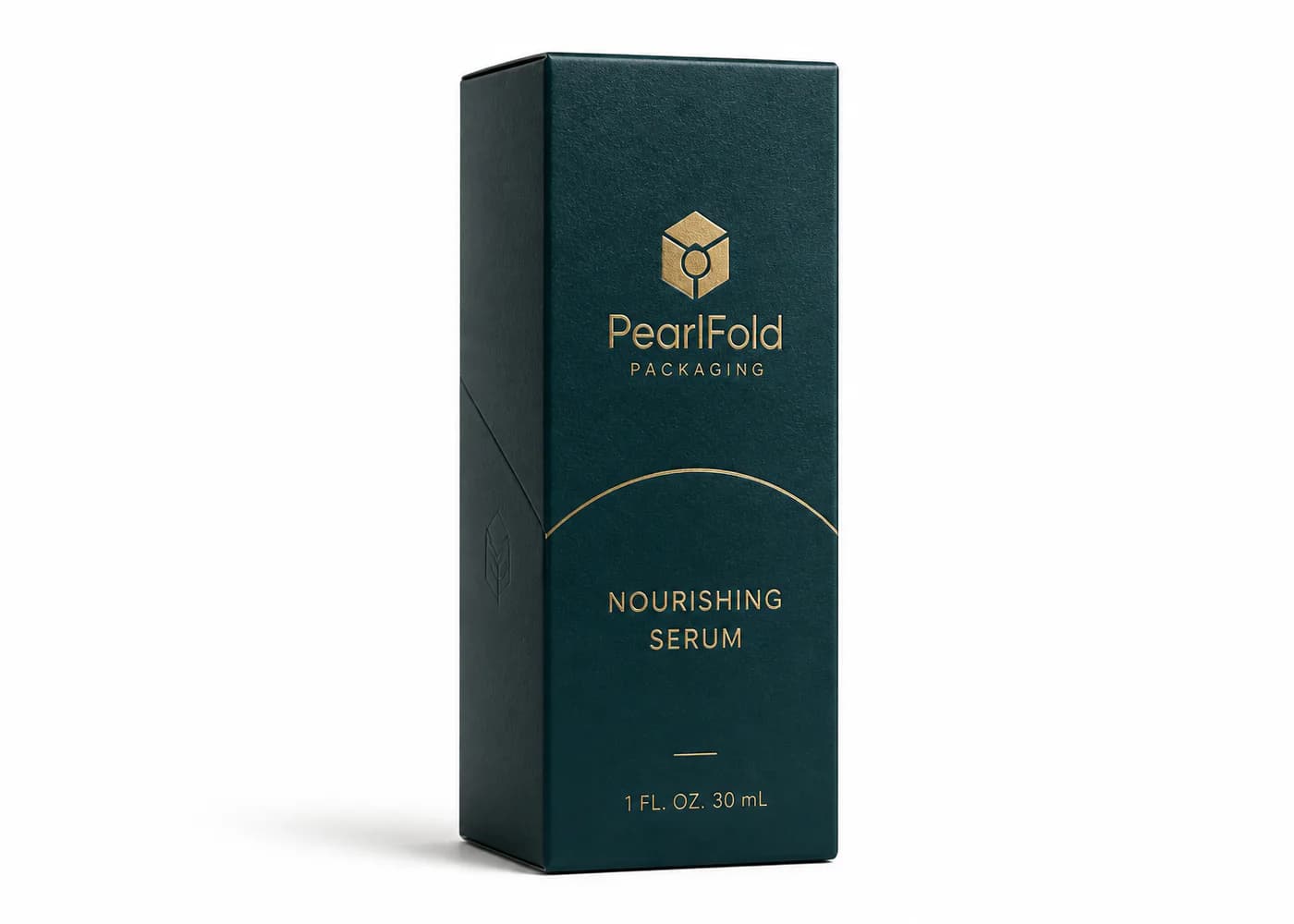 Deep teal PearlFold carton with premium foil details