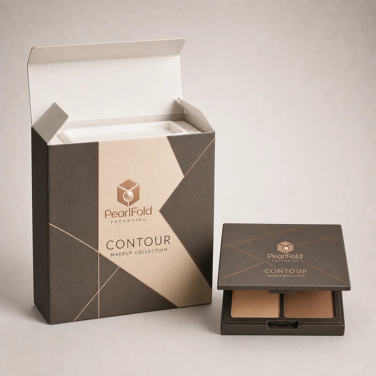 Open custom contour box showing its fitted insert and product presentation