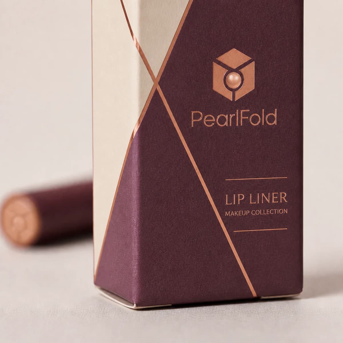 Close-up of custom lip liner box paper texture, print detail, and corner construction