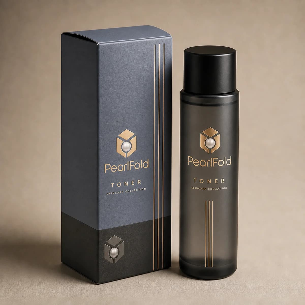 Custom toner packaging shown from a three-quarter side angle