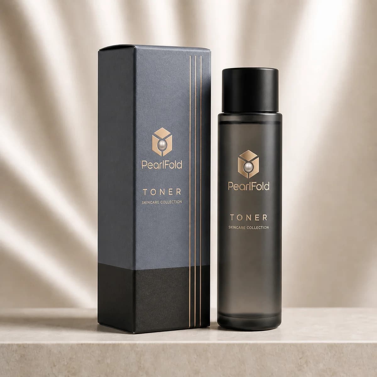 Custom toner box in a premium square retail styling scene