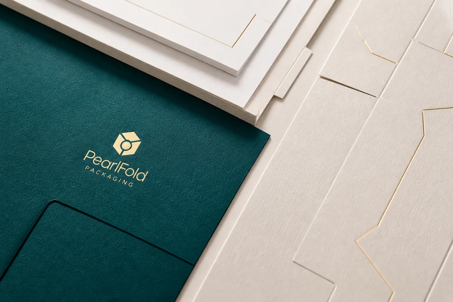 PearlFold terms folio with ordered paper layers and precision-cut details