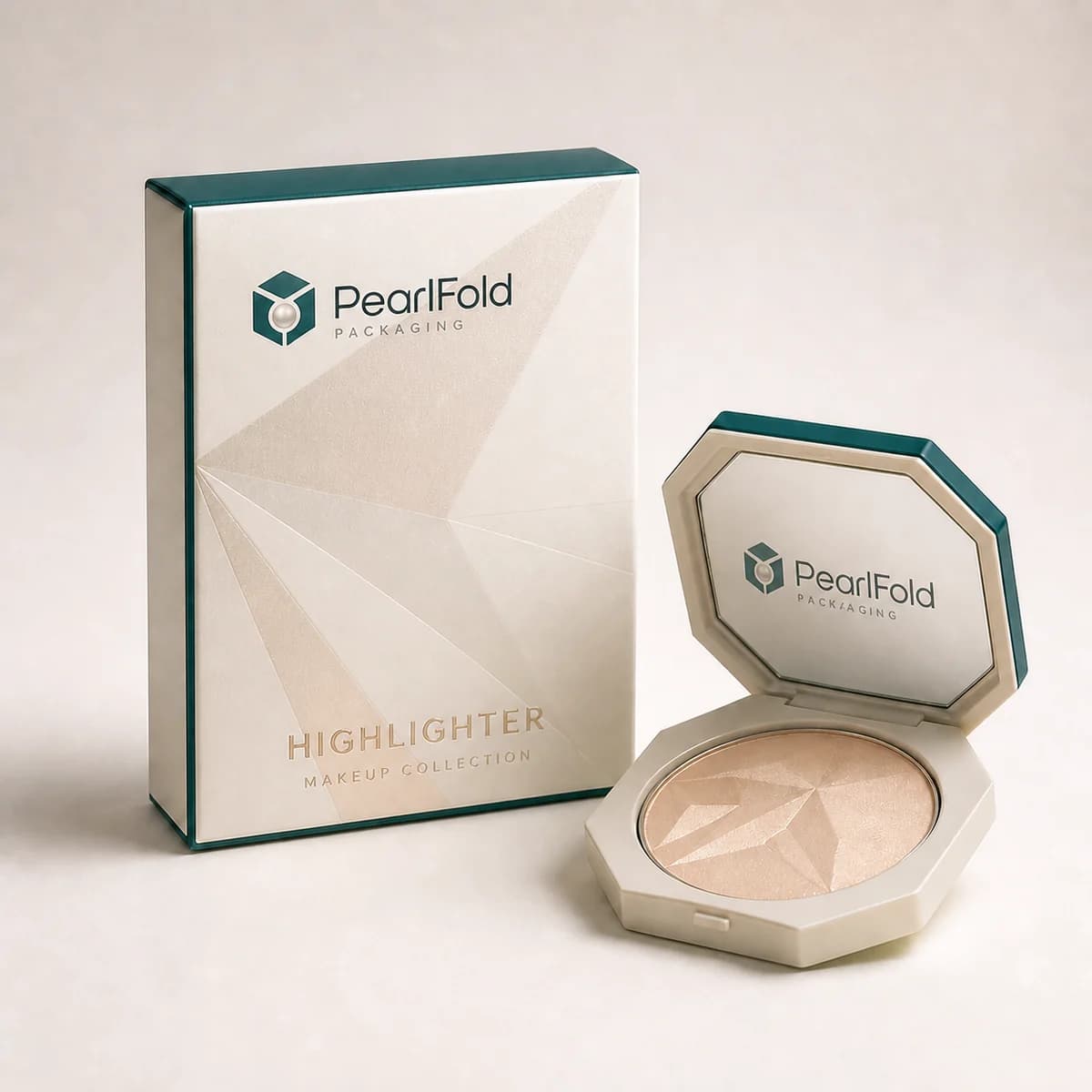 Custom highlighter box with matching product in a square studio photograph