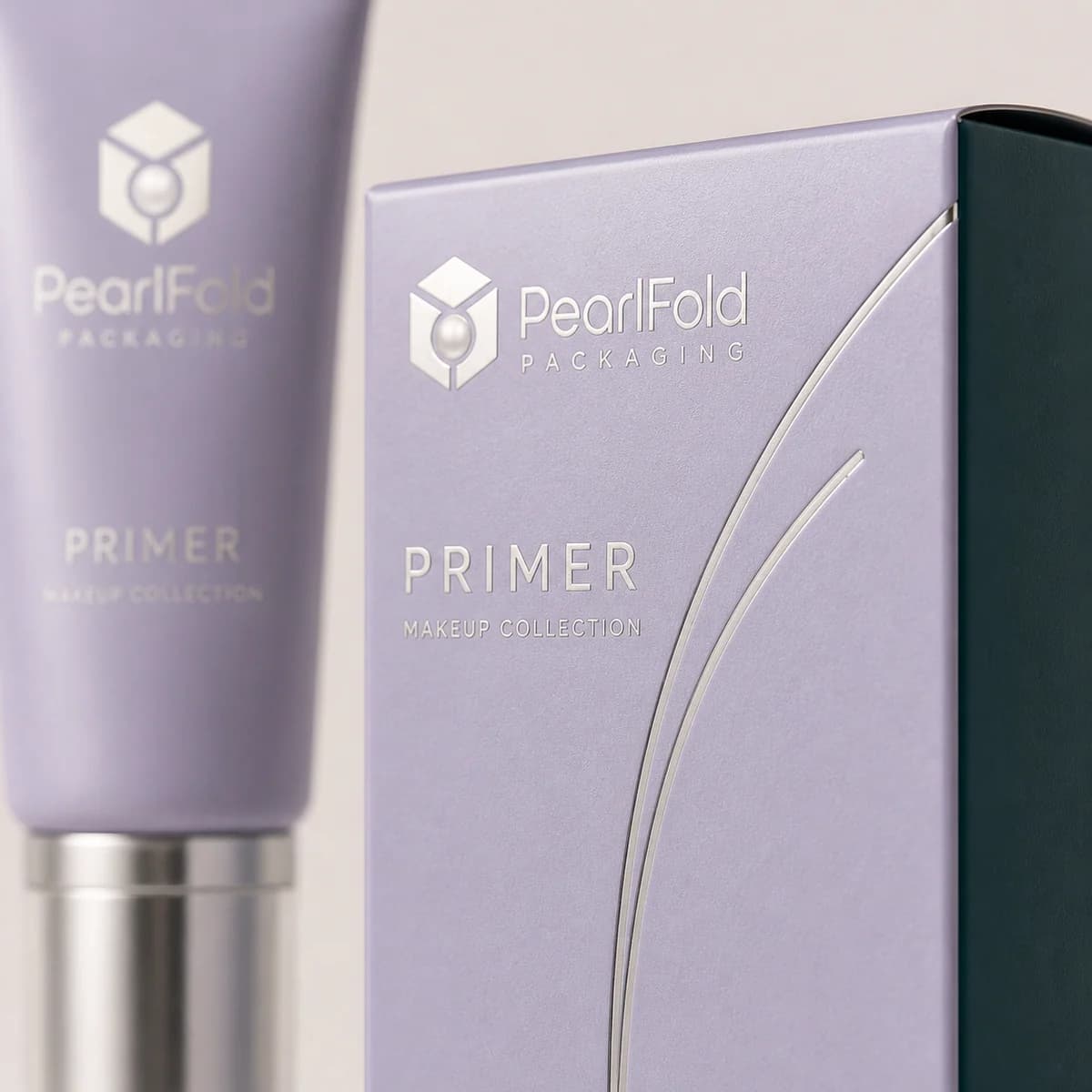 Close-up of custom primer box paper texture, print detail, and corner construction