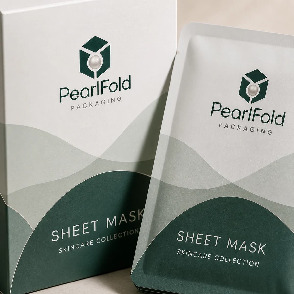 Close-up of custom sheet mask box paper texture, print detail, and corner construction
